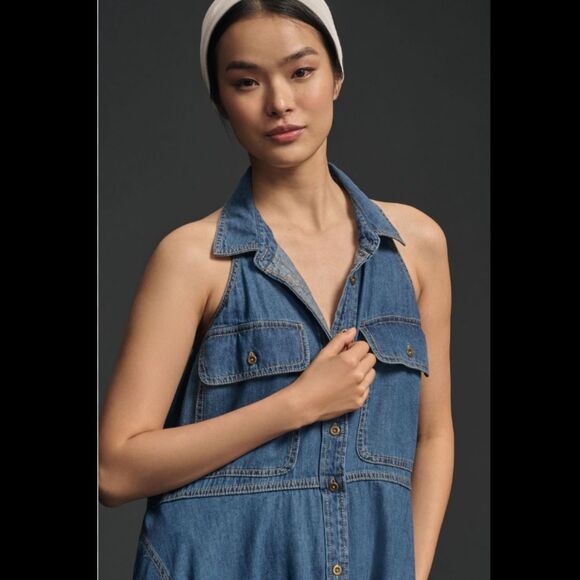 Anthropologie Pilcro Sleeveless Halter Swing Midi Dress - Picture 2 of 4